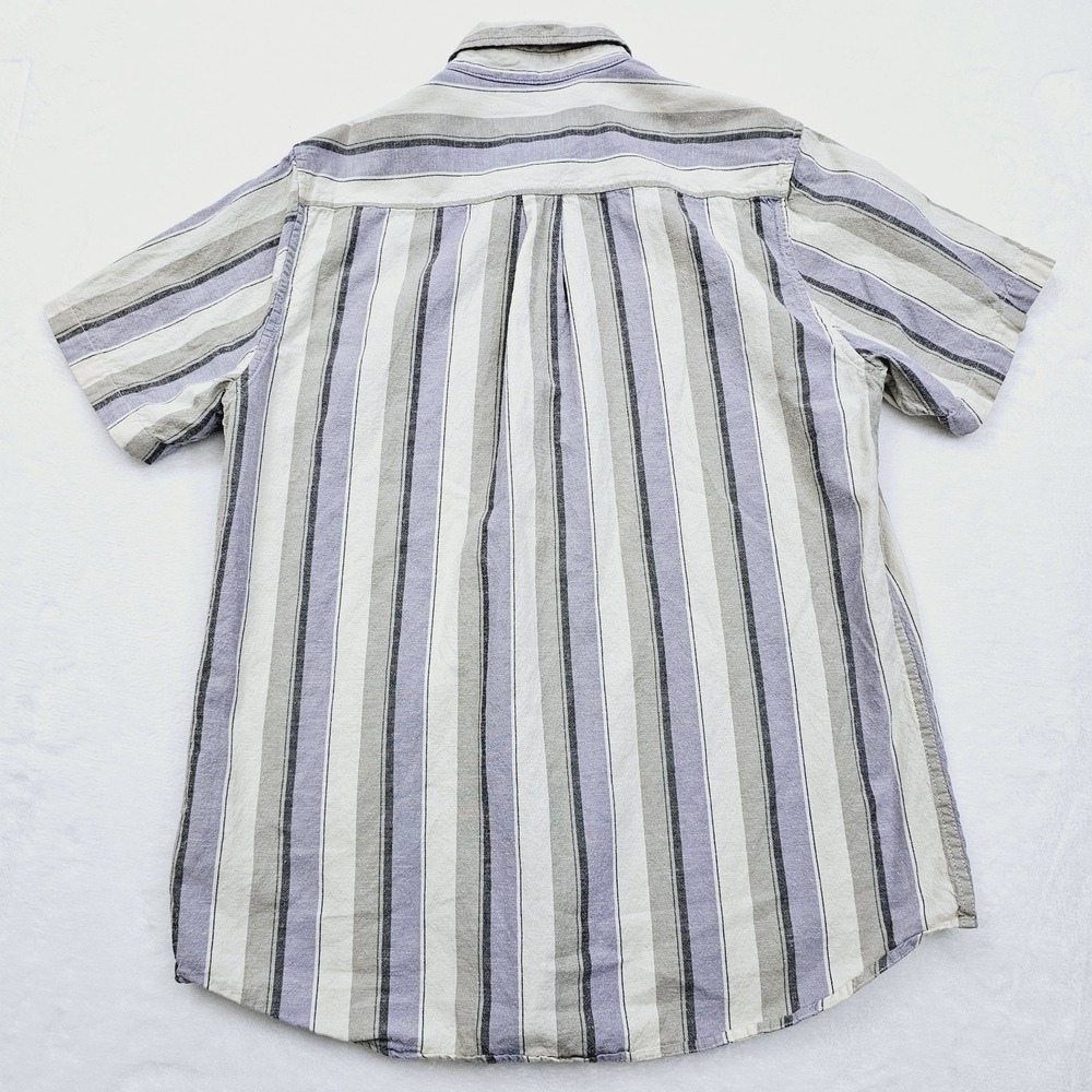 Katin Shirt Mens Large Striped Short Sleeve Button Up Cotton Linen Summer Beach - Picture 3 of 9
